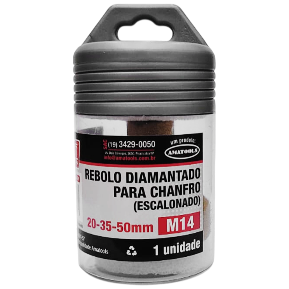 REBOLO DIAMANTADO PARA CHANFRO - ESCALONADO 20-35-50 MM ROSCA M14 ROCAST 254,0016 - Imagem 4