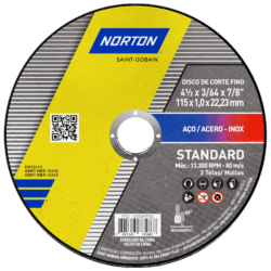 DISCO DE CORTE NORTON 66252849762 115X1.0X22.23 (4.1/2X3/64X7/8) STANDARD