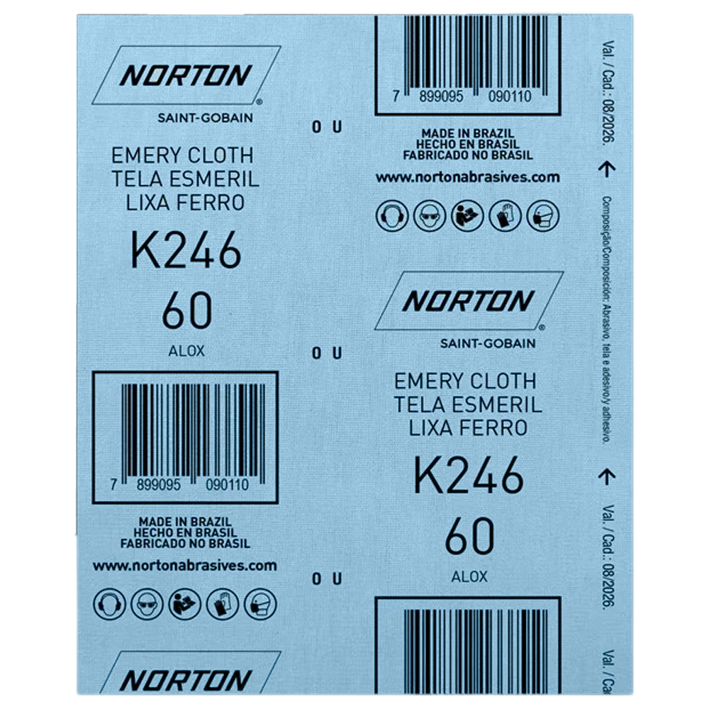 FOLHA DE LIXA FERRO NORTON 5539503248 K246 GRÃO 60