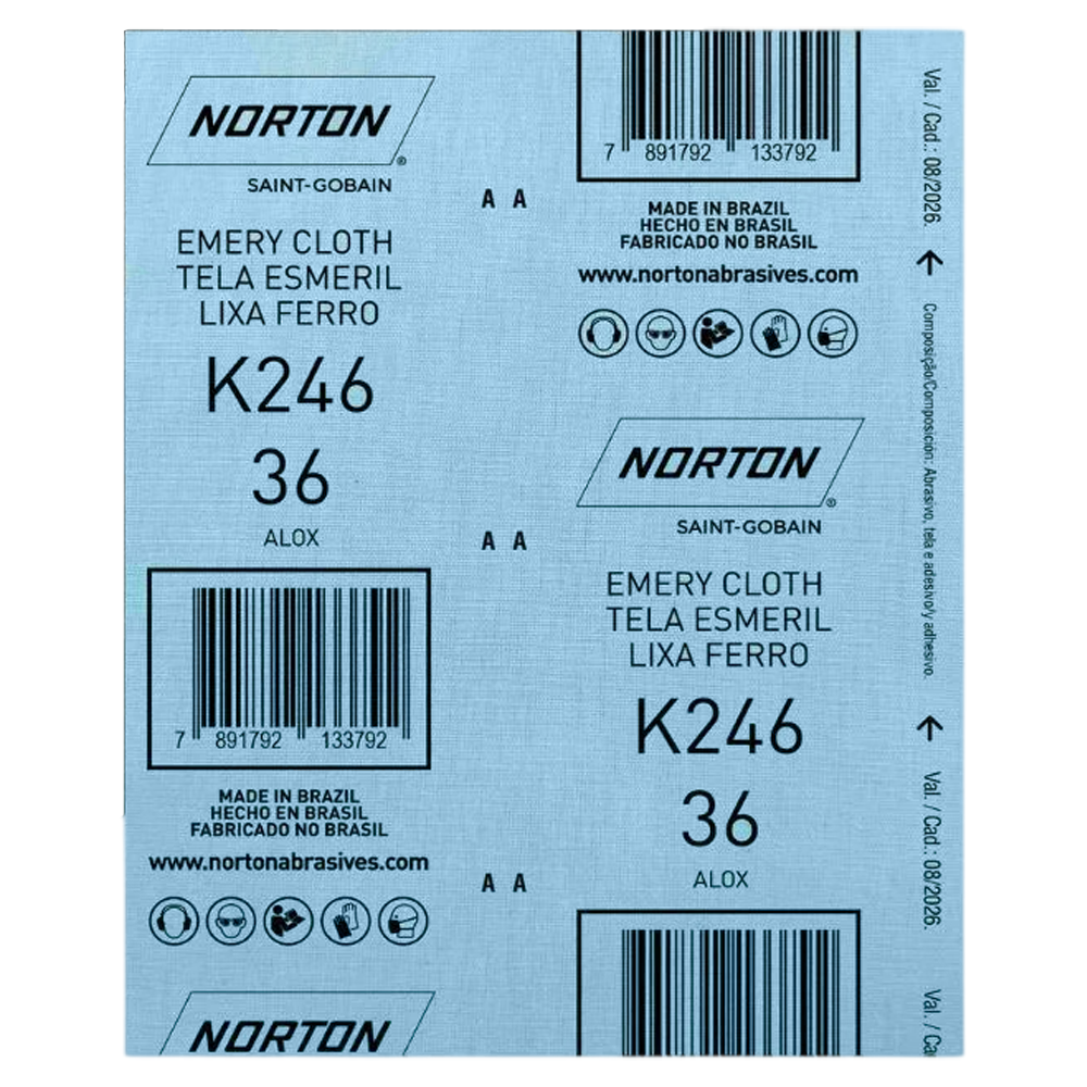 FOLHA DE LIXA FERRO NORTON 66261199783 K246 GRÃO 36