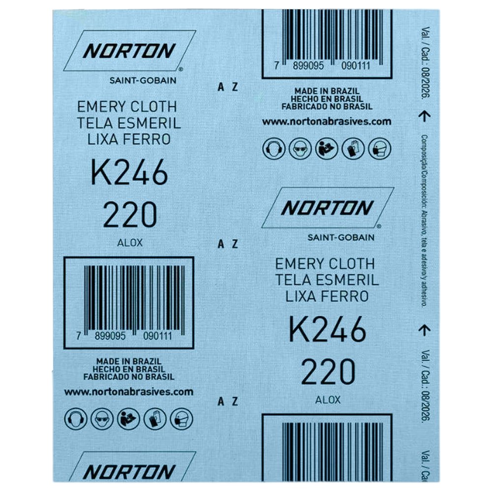 FOLHA DE LIXA FERRO NORTON 5539503261 K246 GRÃO 220
