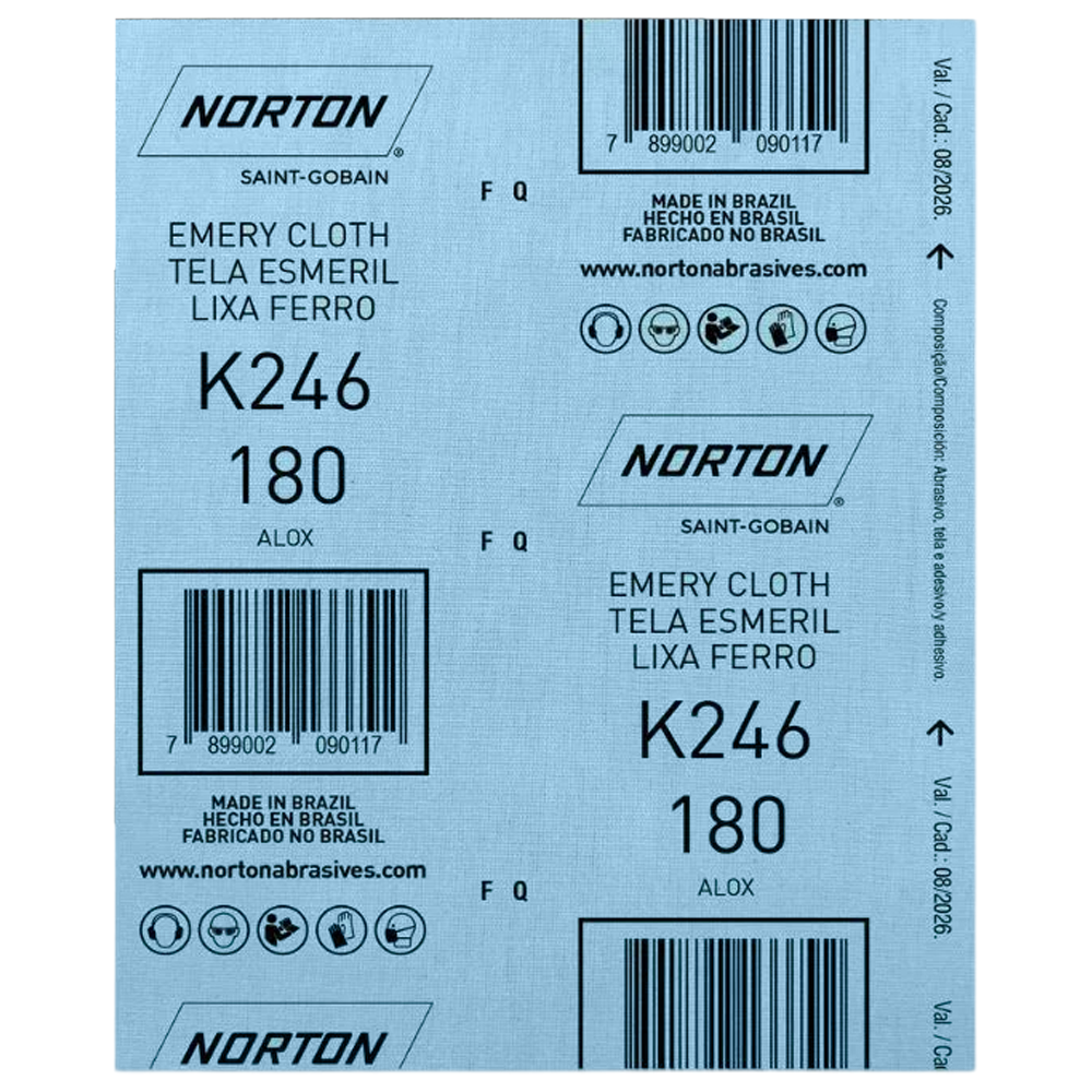 FOLHA DE LIXA FERRO NORTON 66261199787 K246 GRÃO 180