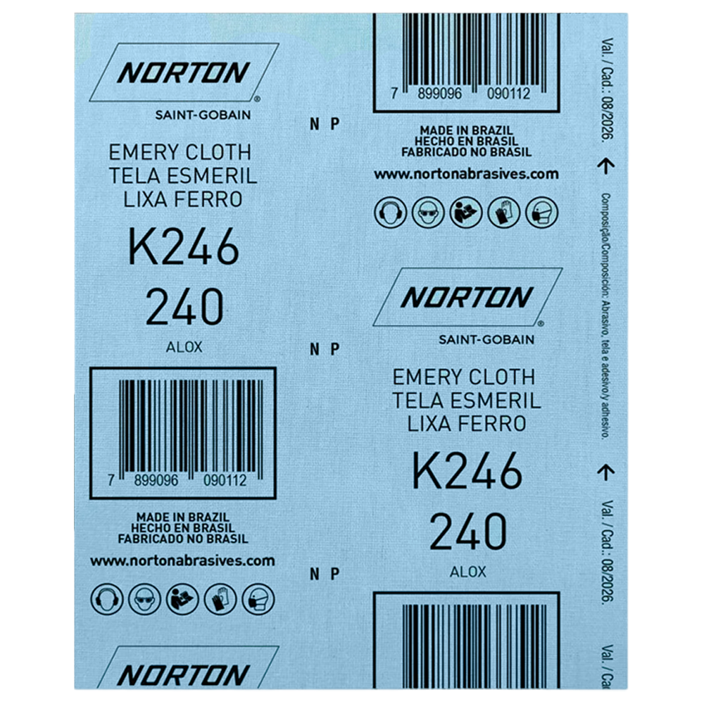 FOLHA DE LIXA FERRO NORTON 5539503263 K246 GRÃO 240