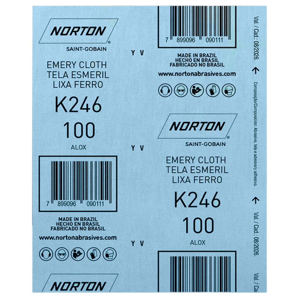 FOLHA DE LIXA FERRO NORTON 5539503253 K246 GRÃO 100