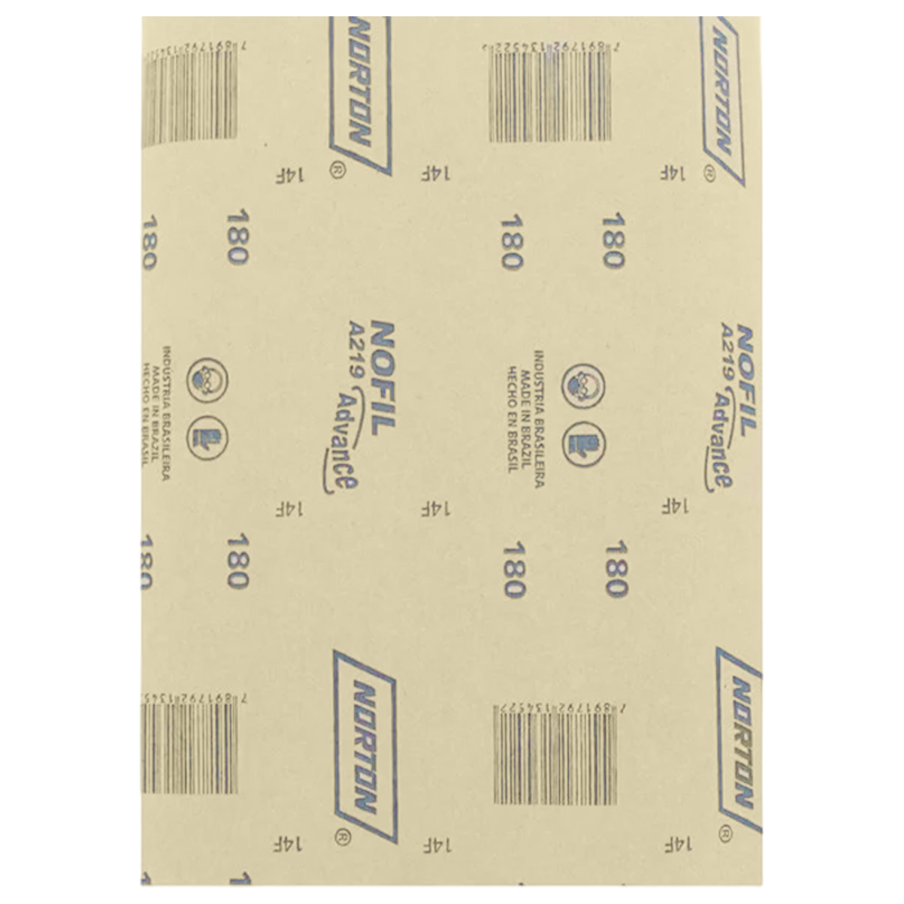 FOLHA DE LIXA NOFIL NORTON 66261199777 A219 GRÃO 180