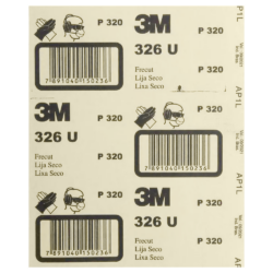 FOLHA DE LIXA OURO 3M HC000656963 GRÃO 320 326U ACABAMENTO AUTOMOTIVEL, MASSA PLASTICA, PRIMERS, POLIESTER 1279326320