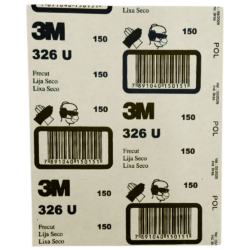 FOLHA DE LIXA OURO 3M HC000656922 GRÃO 150 326U ACABAMENTO AUTOMOTIVEL, MASSA PLASTICA, PRIMERS, POLIESTER 1279326150
