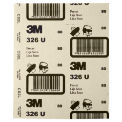 FOLHA DE LIXA OURO 3M HC000656906 GRÃO 80 326U ACABAMENTO AUTOMOTIVEL, MASSA PLASTICA, PRIMERS, POLIESTER 1279326080