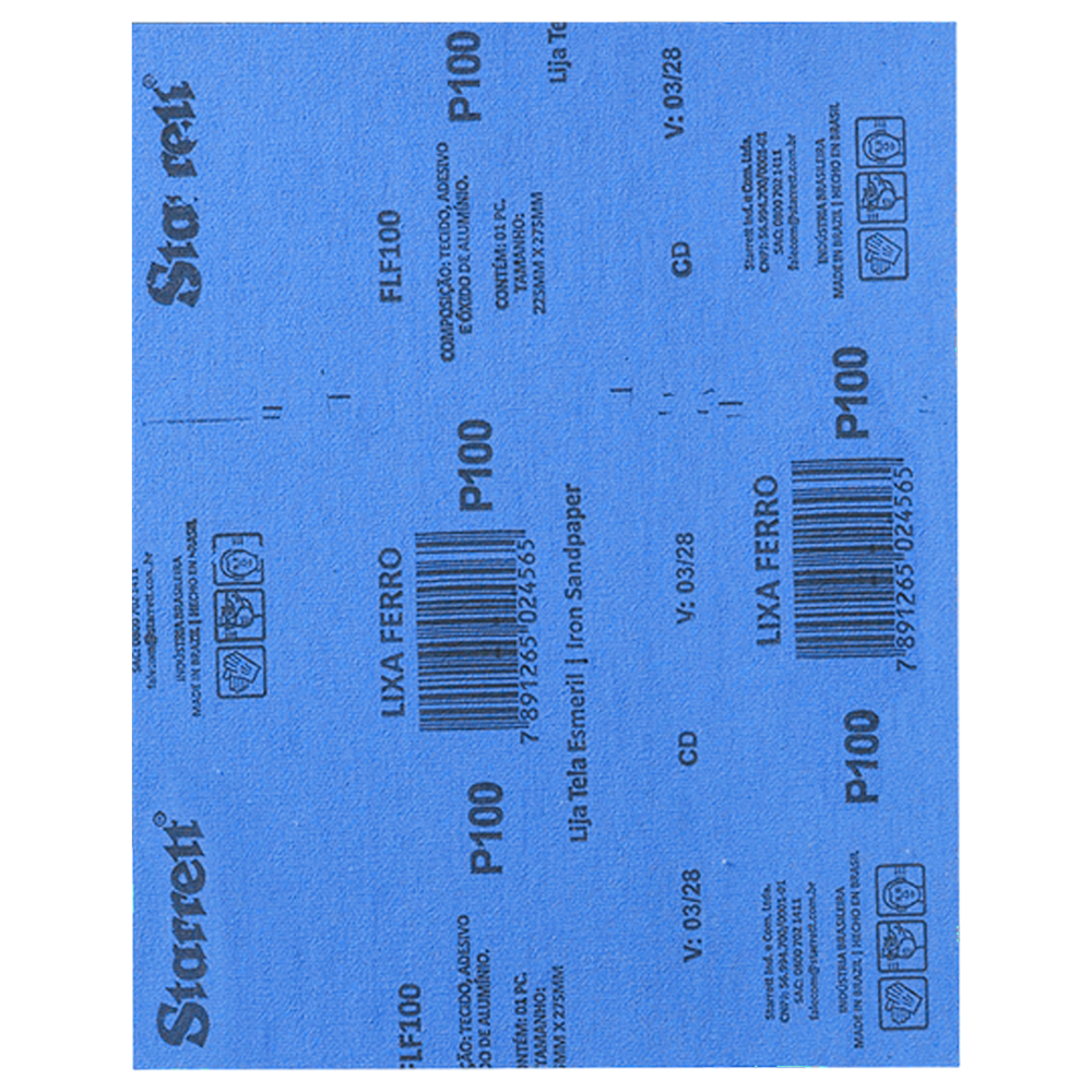 FOLHA DE LIXA FERRO STARRETT FLF100 GRÃO 100