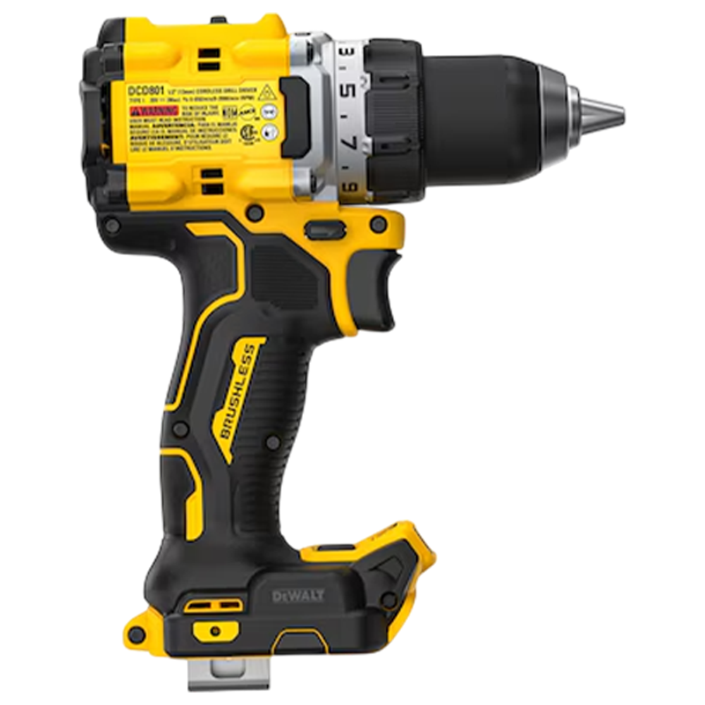 PARAFUSADEIRA/FURADEIRA 1/2" A BATERIA 20V BRUSHLESS 90NM DEWALT DCD801B-B3- SOMENTE A MAQUINA - Imagem 4