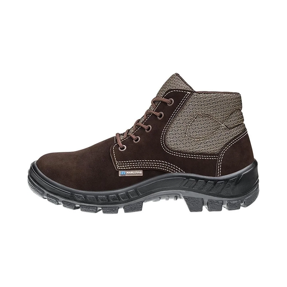 BOTINA CADARCO COURO NUBUCK CAFE SOLADO PRETO BICO PVC 50B26-CB-BP MARLUVAS 54330 - Imagem 2