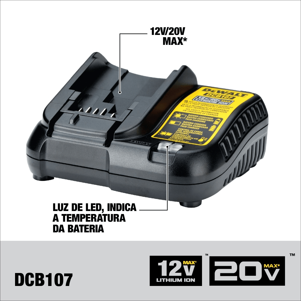 KIT COMBO PARAFUSADEIRA/FURADEIRA IMPACTO 1/2" DCD776 + PARAFUSADEIRA IMPACTO 1/4" DCF885 DEWALT DCK222D2T-BR - COM 2 BATERIA 2.0AH, CARREGADOR E MALETA - Imagem 5