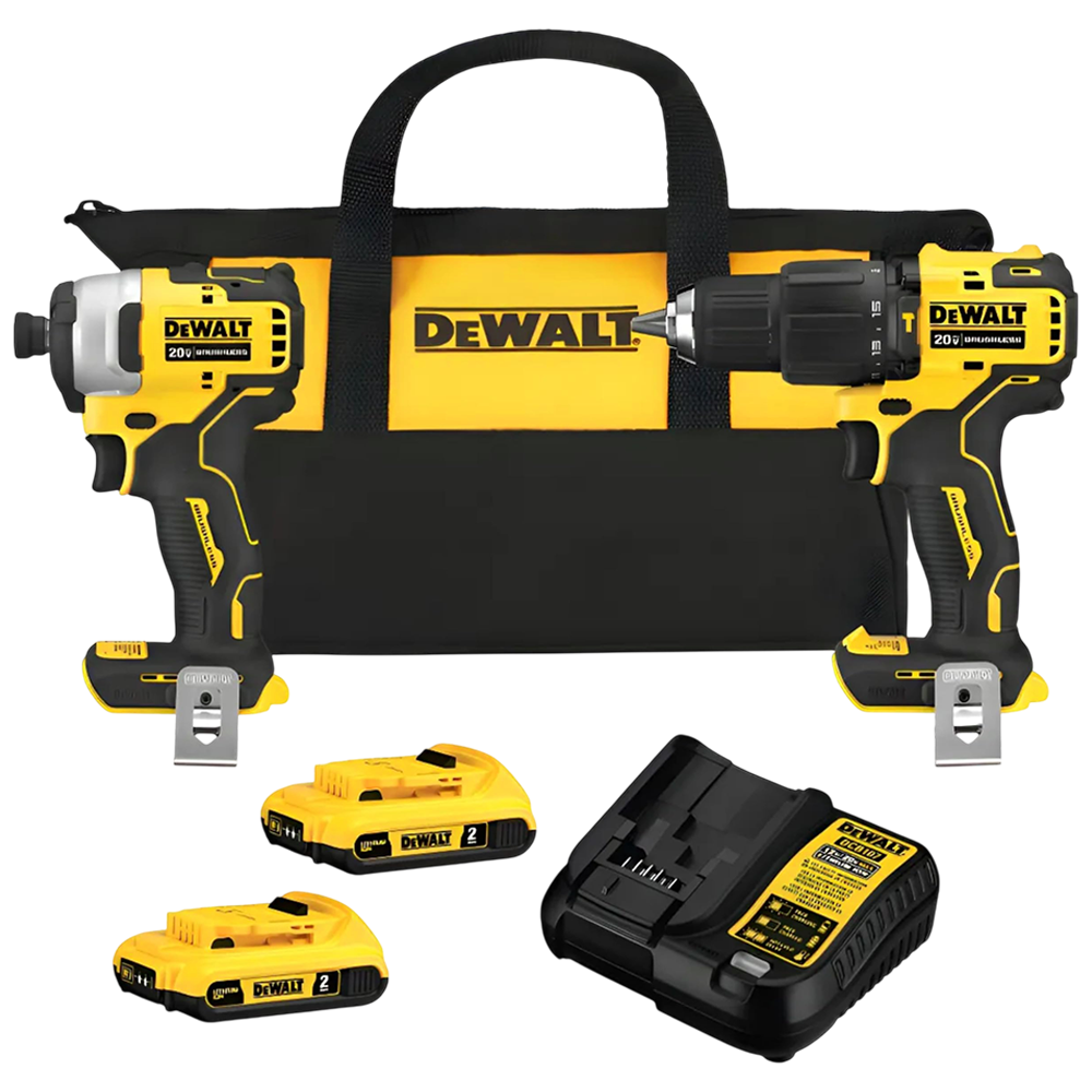 KIT COMBO PARAFUSADEIRA/FURADEIRA IMPACTO 1/2" DCD709+PARAFUSADEIRA IMPACTO 1/4" DCF809 DEWALT DCK279D2BR - COM 2 BATERIA 2.0AH, CARREGADOR E BOLSA