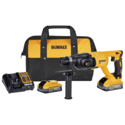 MARTELETE PERFURADOR E ROMPEDOR SDS-PLUS 26MM A BATERIA 20V DEWALT DCH133H2-BR COM 2 BATERIA POWERSTACK 5.0AH, CARREGADOR BIVOLT, BOLSA