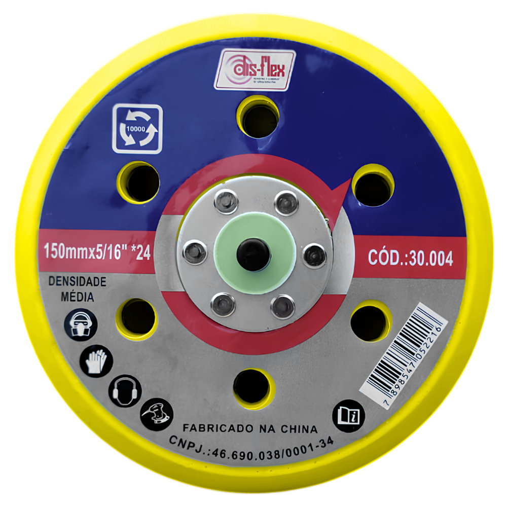 BASE COM VELCRO COM FURO 6" PARA ROQUITE ROTO ORBITAL PNEUMATICA - DISFLEX 30004 - Imagem 2