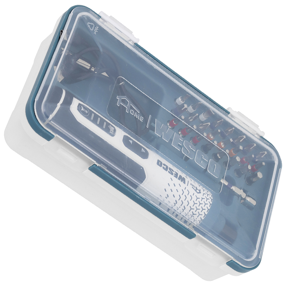 PARAFUSADEIRA RETA 1/4" A BATERIA 3.6V WESCO WS2001 - COM 27 ACESSÓRIOS - Imagem 3
