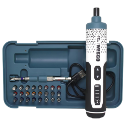 PARAFUSADEIRA RETA 1/4" A BATERIA 3.6V WESCO WS2001 - COM 27 ACESSÓRIOS