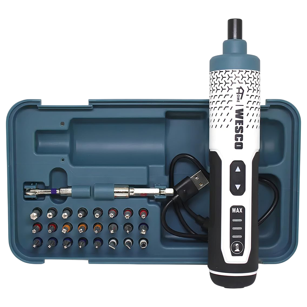 PARAFUSADEIRA RETA 1/4" A BATERIA 3.6V WESCO WS2001 - COM 27 ACESSÓRIOS