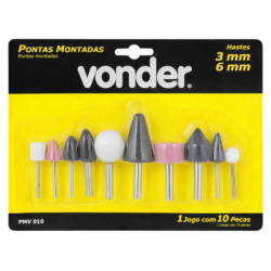 JOGO PONTA MONTADA COM 10 PEÇAS HASTE 3MM E 6MM VONDER 1250000010