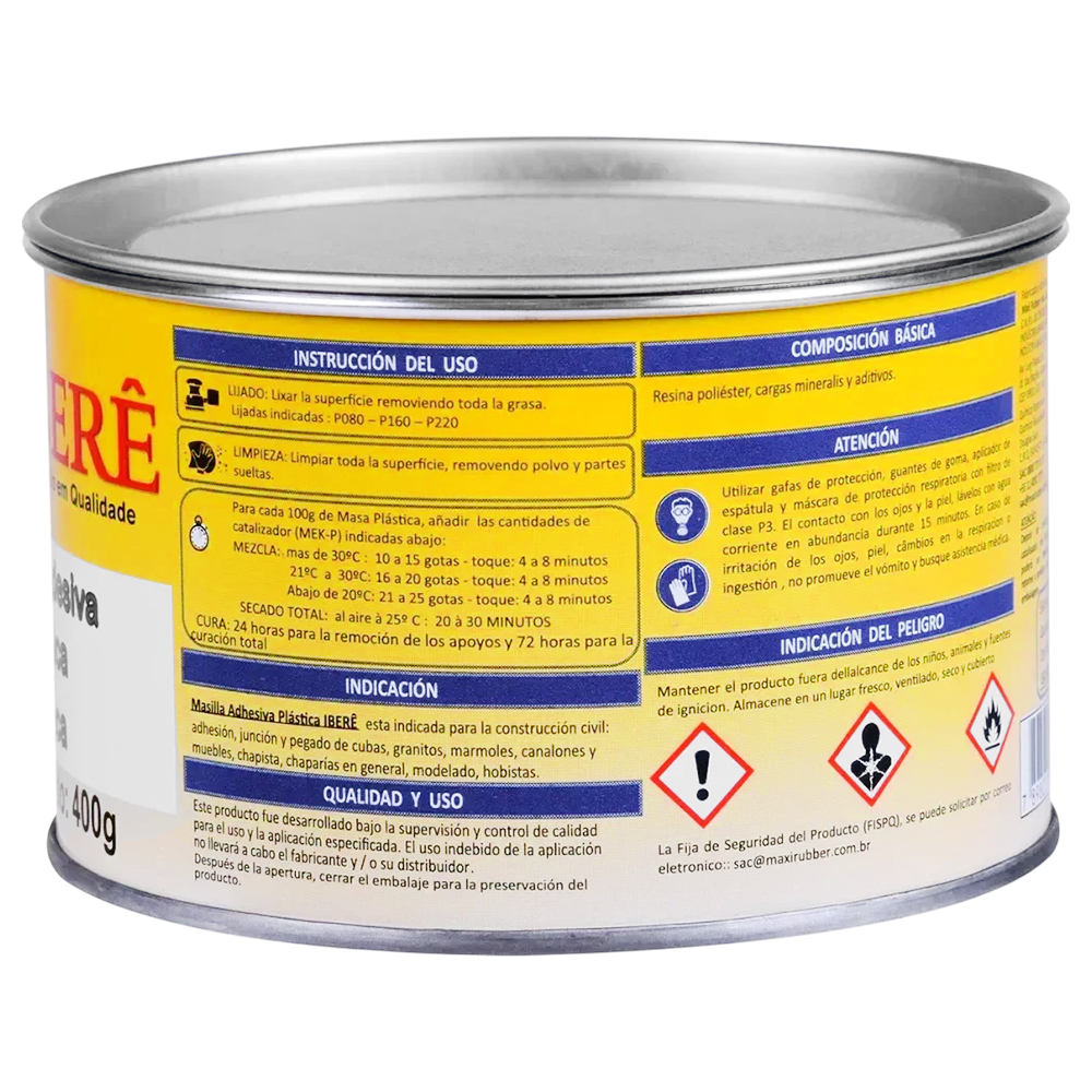 MASSA ADESIVA PLASTICA IBERE 6473 ME446 PRETA 400G - Imagem 2