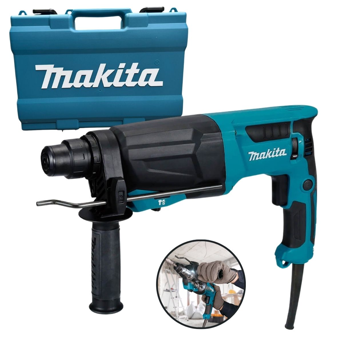 KIT HR2670 MARTELETE COMBINADO SDS-PLUS 800W 3.0J MAKITA 220V COM ACESSÓRIOS - Imagem 2