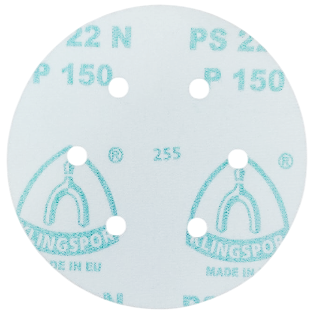 DISCO DE LIXA COM VELCRO 150MM (6") ROQUITE PS22K GLS3 KLINGSPOR 86637 G150 - VERMELHA
