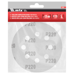 DISCO DE LIXA COM VELCRO 125MM (5") ROQUITE MTX 738099 G220 - COM FURO