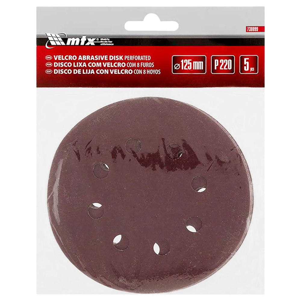 DISCO DE LIXA COM VELCRO 125MM (5") ROQUITE MTX 738099 G220 - COM FURO - Imagem 2