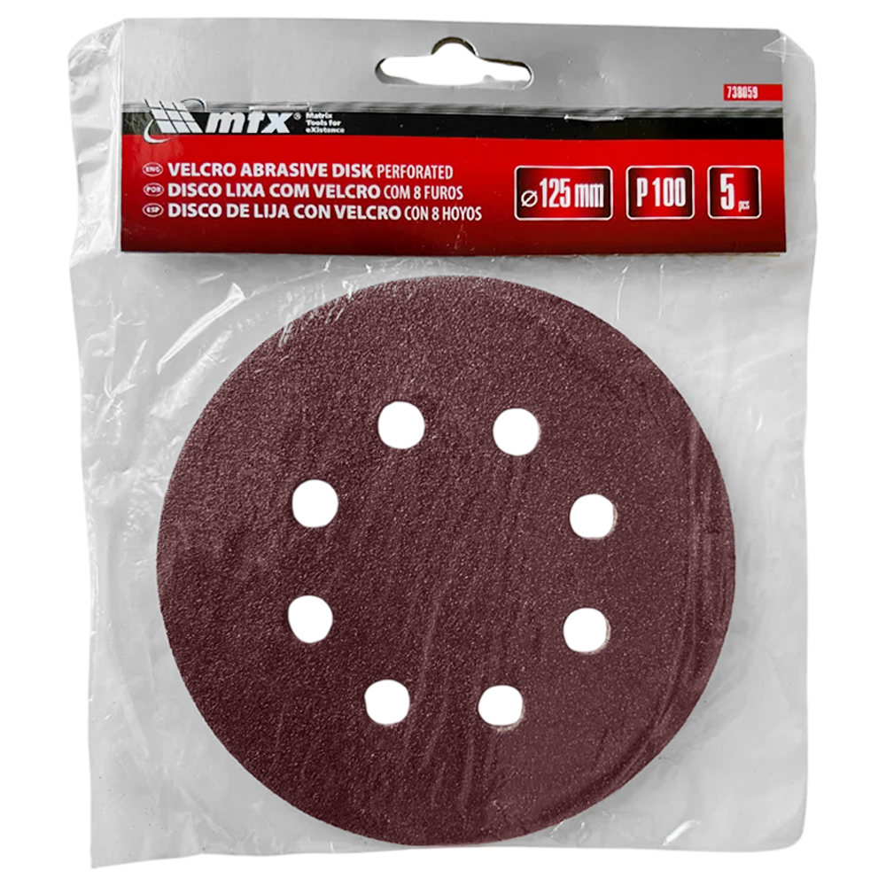 DISCO DE LIXA COM VELCRO 125MM (5") ROQUITE MTX 738059 G100 - COM FURO - Imagem 2