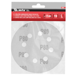 DISCO DE LIXA COM VELCRO 125MM (5") ROQUITE MTX 738049 G80 - COM FURO