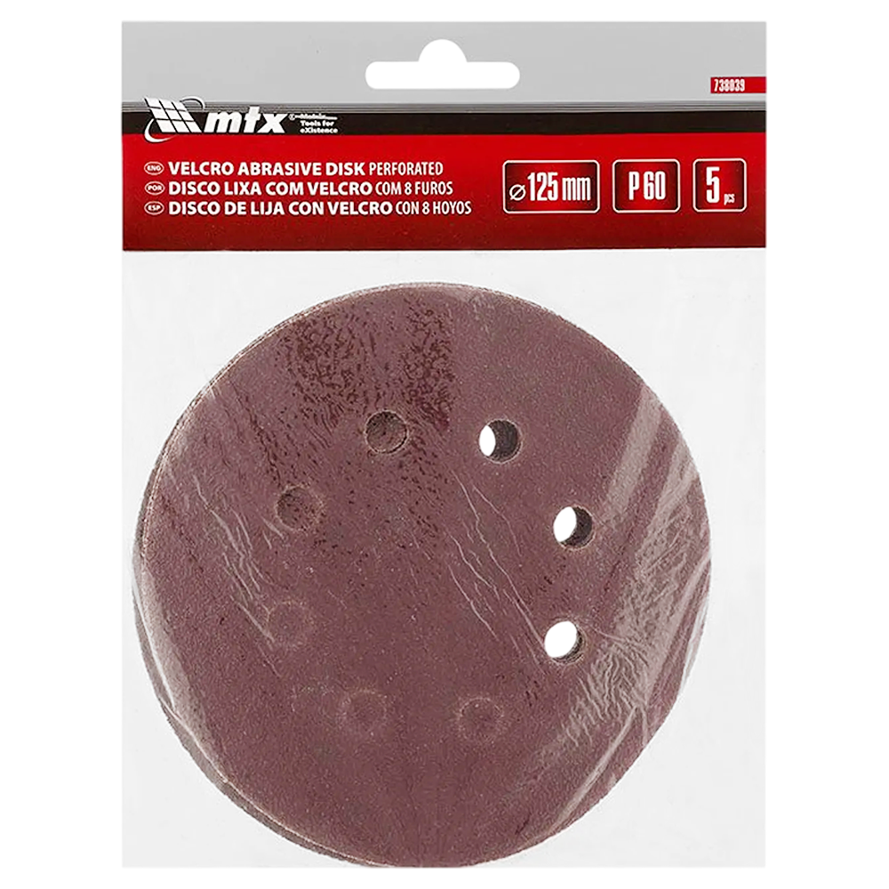DISCO DE LIXA COM VELCRO 125MM (5") ROQUITE MTX 738039 G60 - COM FURO - Imagem 2