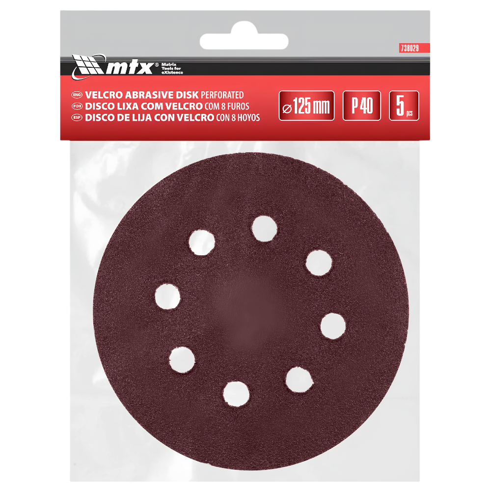 DISCO DE LIXA COM VELCRO 125MM (5") ROQUITE MTX 738029 G40 - COM FURO - Imagem 2