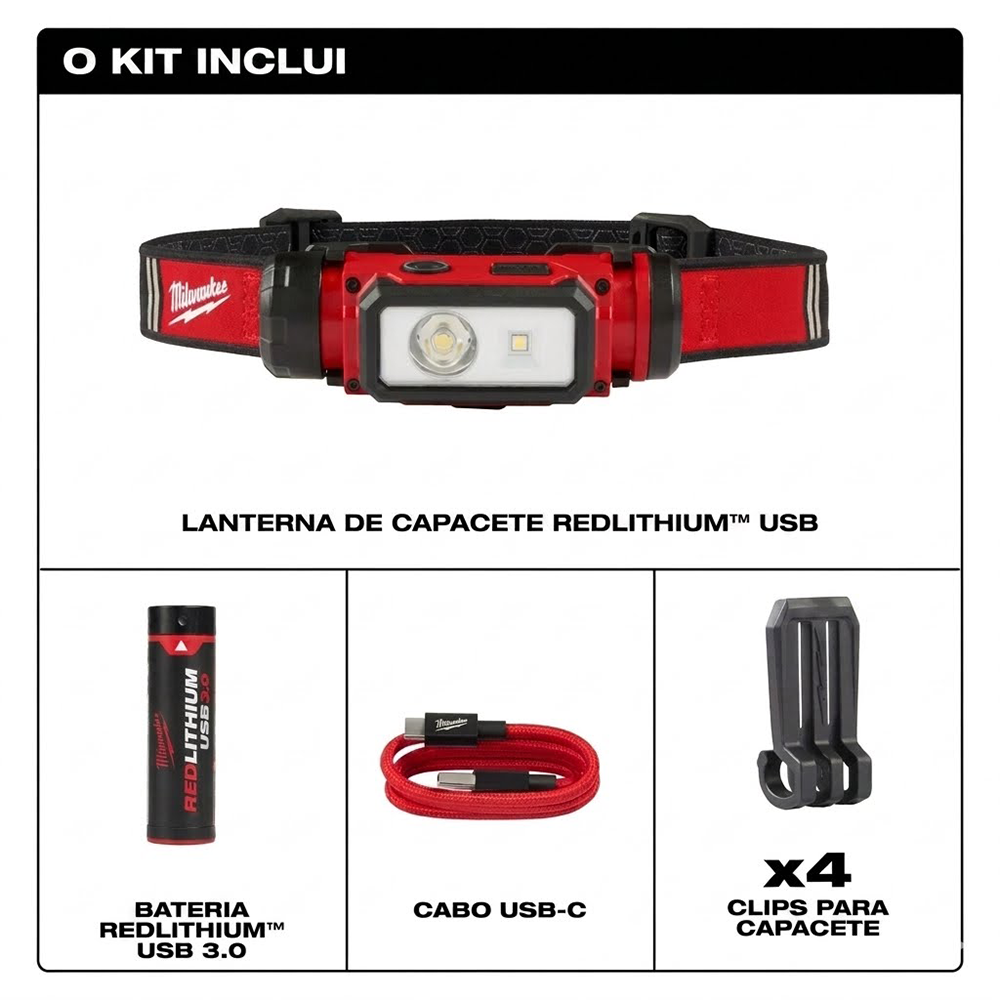 LANTERNA DE CABEÇA LED - USB 600 LUMENS MILWAUKEE 2163-21 - Imagem 4