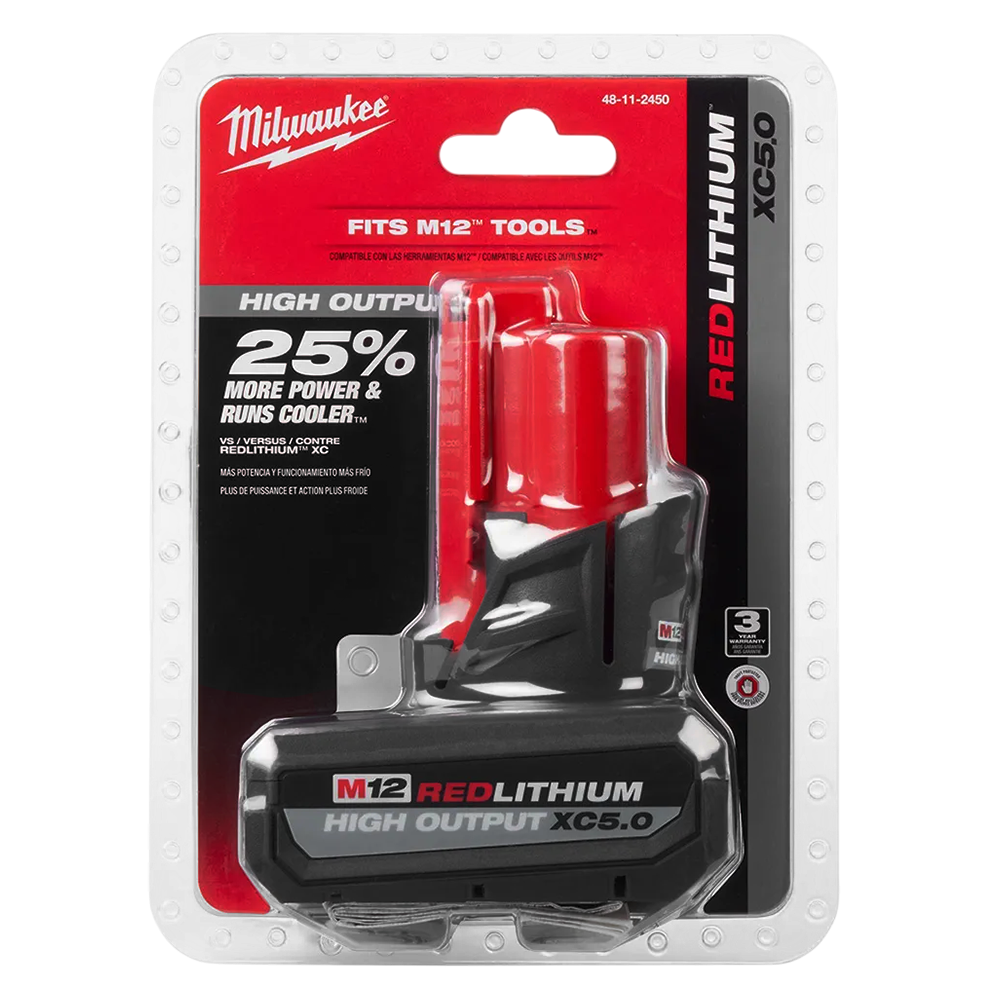 BATERIA DE 12V DE ÍONS DE LÍTIO 5.0AH XC M12 MILWAUKEE 48-11-2450