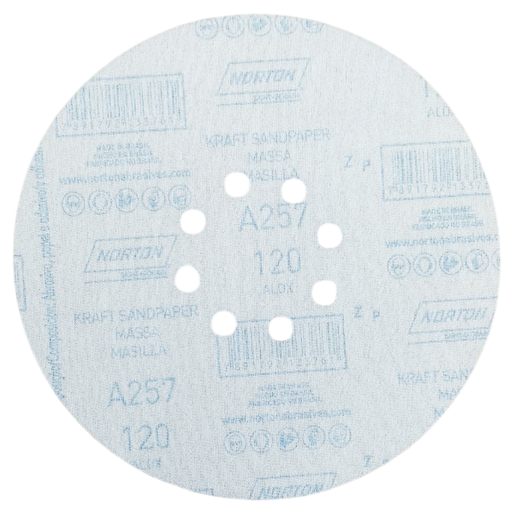 DISCO DE LIXA COM VELCRO 225MM (9") A257 G120 PARA LIXADEIRA DE TETO NORTON 78072701519 - CAIXA COM 10 UNIDADE