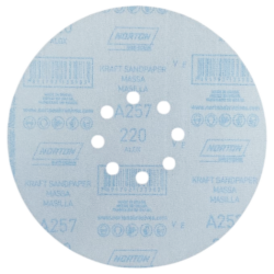 DISCO DE LIXA COM VELCRO 225MM (9") A257 G220 PARA LIXADEIRA DE TETO NORTON 78072701522 - CAIXA COM 10 UNIDADE