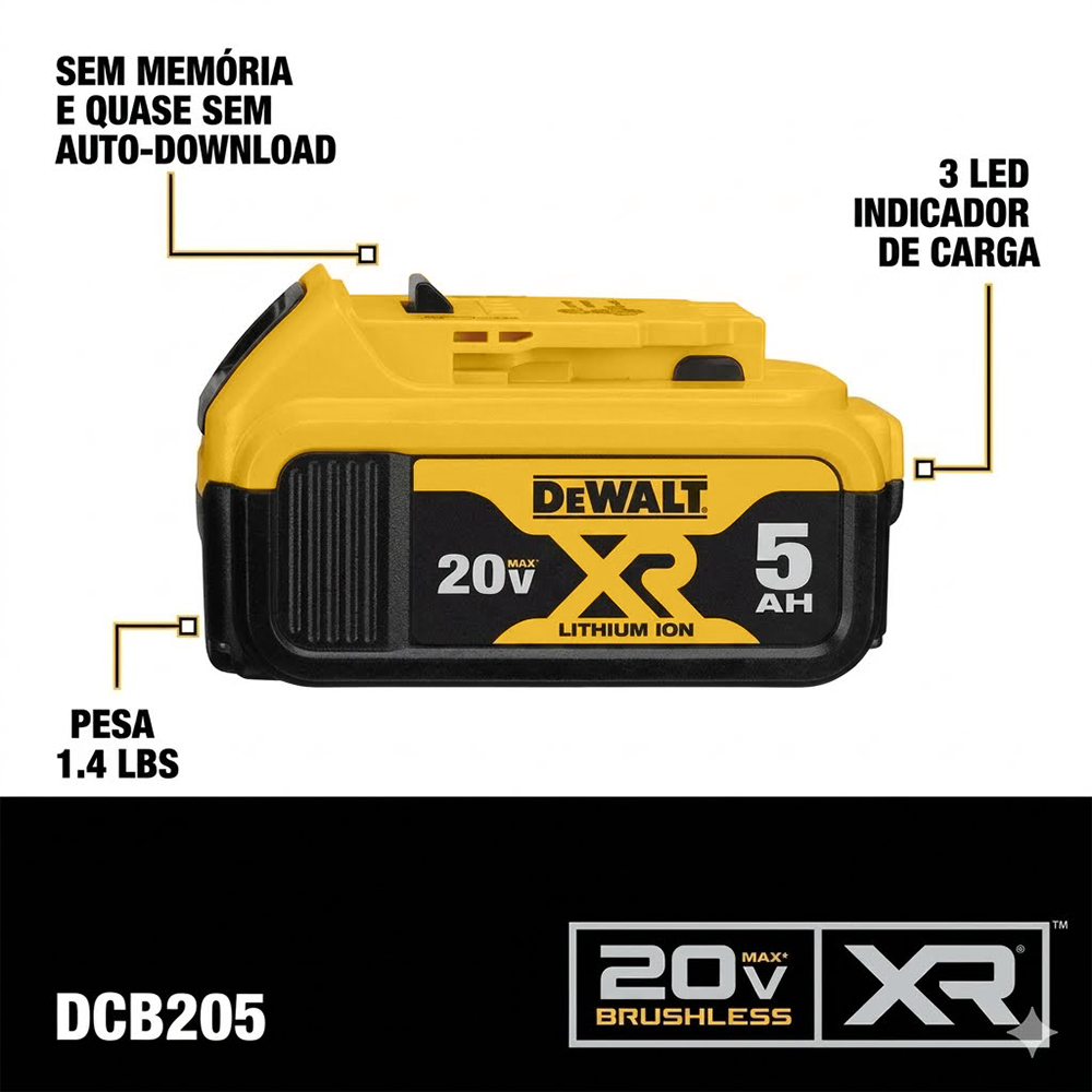 COMBO KIT MARTELETE SDS-PLUS DCH133 + PARAFUSADEIRA DE IMPACTO 1/4" DCF7871 A BATERIA 20V + MALETETA TSTAK DEWALT DCK260D1P1TBR - Imagem 4