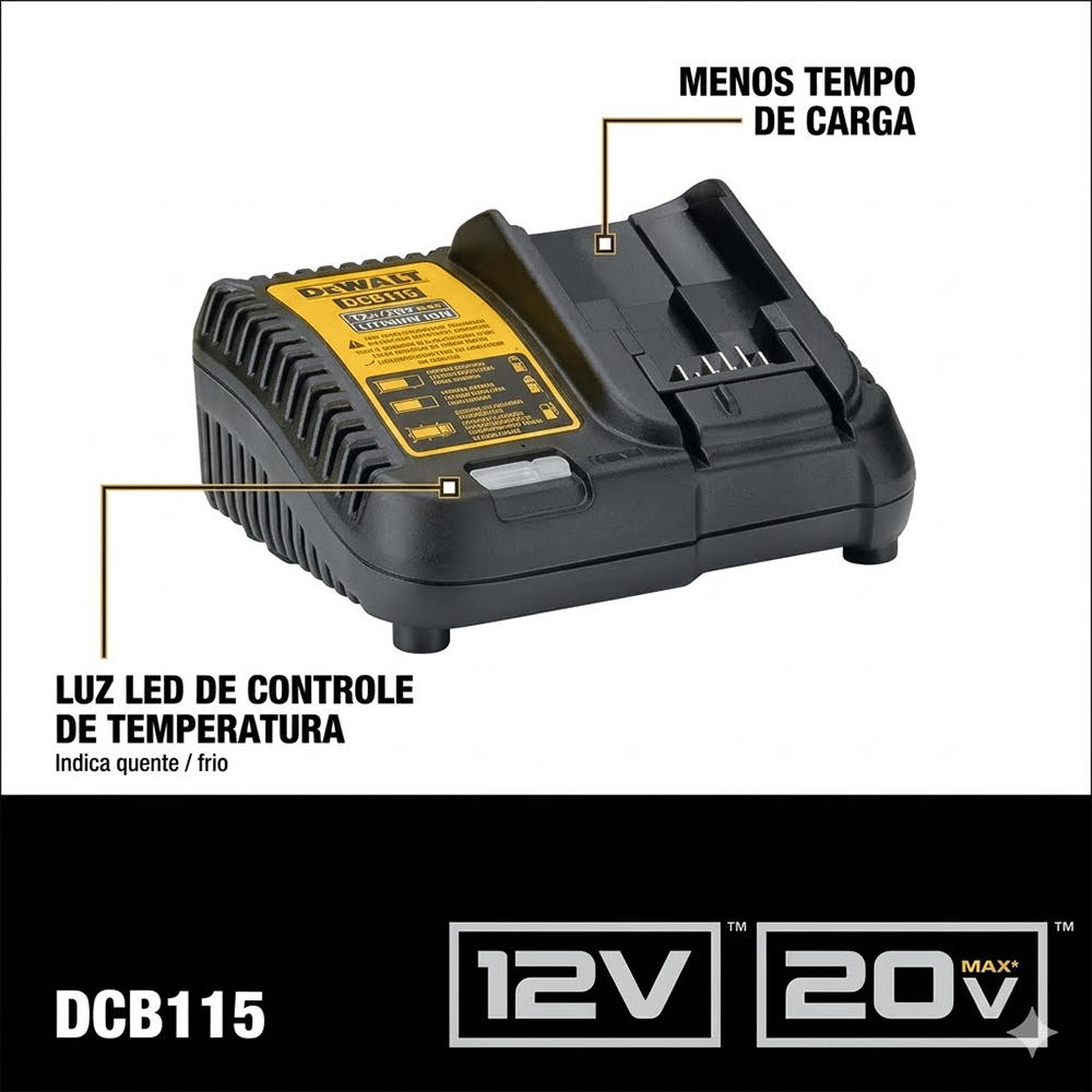 COMBO KIT MARTELETE SDS-PLUS DCH133 + PARAFUSADEIRA DE IMPACTO 1/4" DCF7871 A BATERIA 20V + MALETETA TSTAK DEWALT DCK260D1P1TBR - Imagem 6