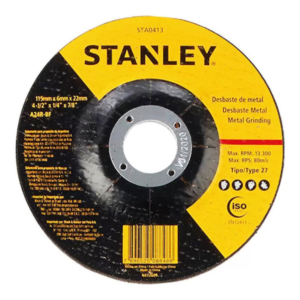 DISCO DE DESBASTE STANLEY STA0413 115X6X22.23 (4.1/2X1/4X7/8)