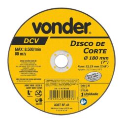 DISCO DE CORTE VONDER 1240700160 180X1.6X22.23 (7X1/16X7/8) DCV