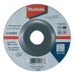 DISCO DE CORTE E DESBASTE MAKITA A-83593 115X3X22.23 (4.1/2X1/8X7/8) CENTRO DEPRIMIDO