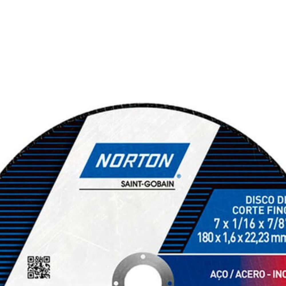 DISCO DE CORTE NORTON 66252846559 180X1.6X22.22 (7X1/16X7/8) AZUL BNA12 - Imagem 2