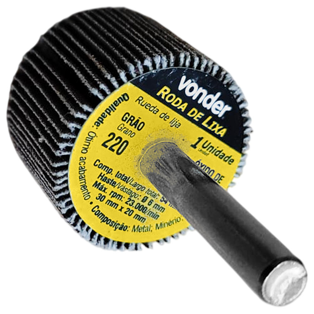 RODA DE LIXA MINIKONTOUR COM HASTE 30X20X6MM G220 VONDER 127132220 1271302220