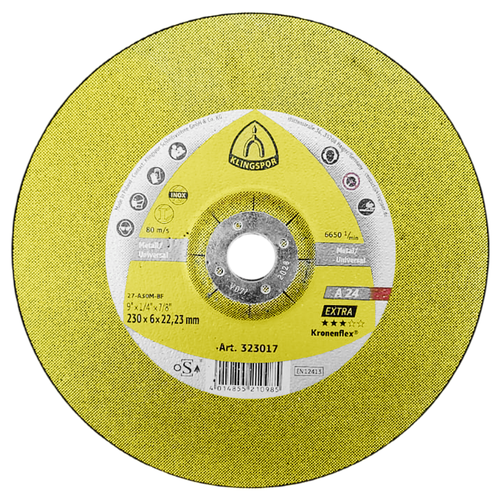 DISCO DE DESBASTE KLINGSPOR 323017 230X6X22.23 (9X1/4X7/8) A24 EXTRA
