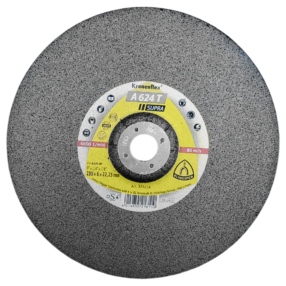 DISCO DE DESBASTE KLINGSPOR 325218 230X6X22.23 (9X1/4X7/8) A624T SUPRA