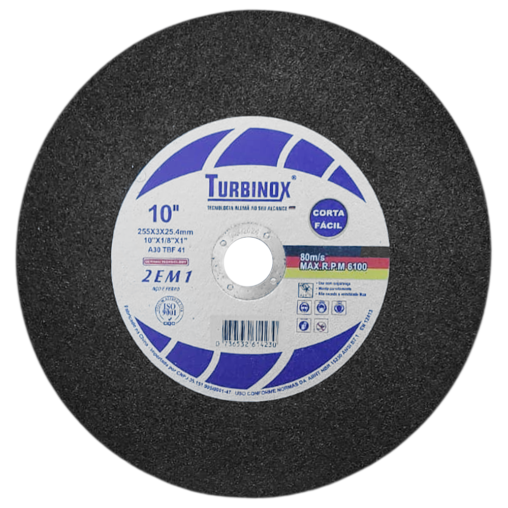 DISCO DE CORTE TURBINOX DTBX10 255X3.0X25.4 (10X1/8X1) A30 TBF 41
