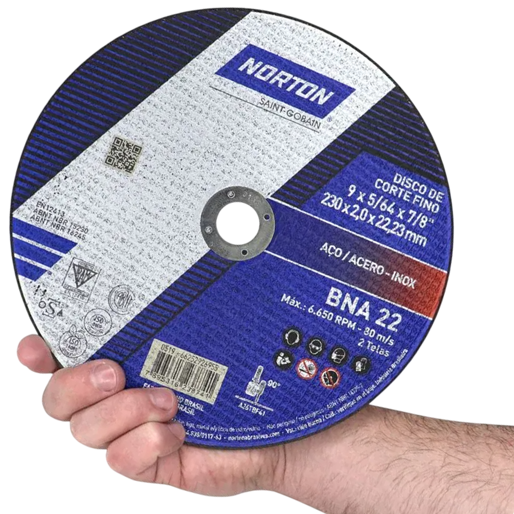 DISCO DE CORTE NORTON 66252926955 230X2.0X22.22 (9X5/64X7/8) BNA22 - Imagem 3