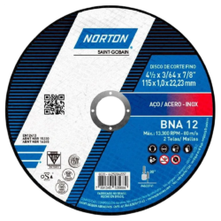 DISCO DE CORTE NORTON 66252846557 115X1.0X22.23 (4.1/2X3/64X7/8) AZUL BNA12 NEW