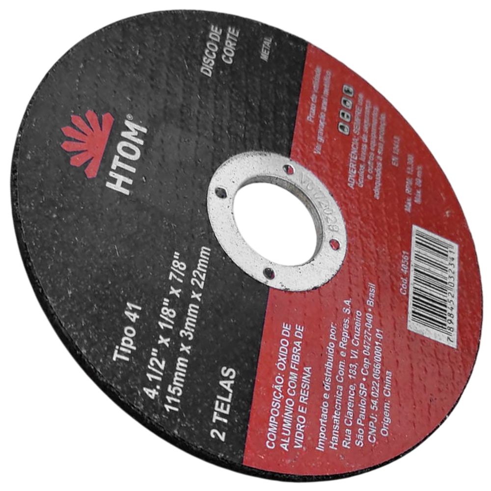 DISCO DE CORTE HTOM 40561 115X3X22.23 (4.1/2X1/8X7/8) TIPO 41 - Imagem 3