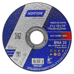 DISCO DE CORTE NORTON 66252832192 115X3.0X22.22 (4.1/2X1/8X7/8) BNA32